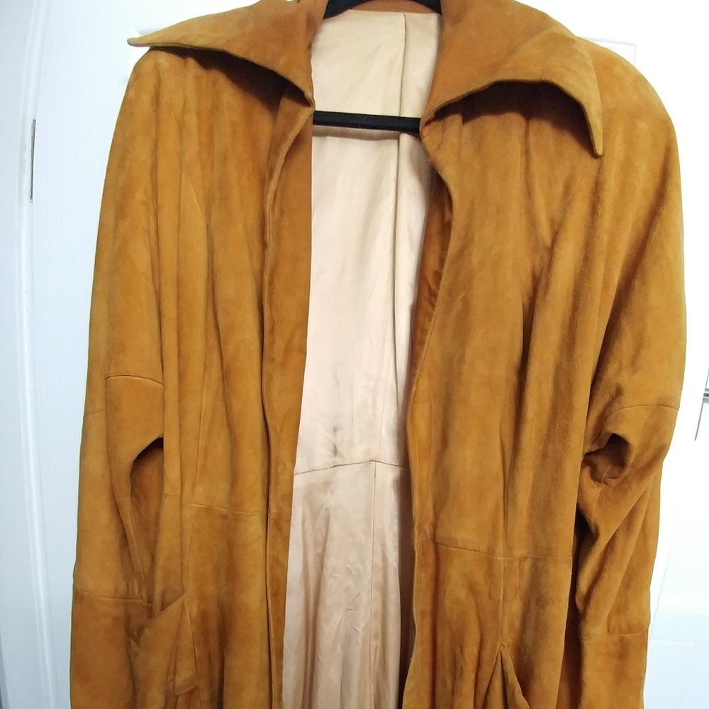 vintage 70's long suede women's duster coat 12